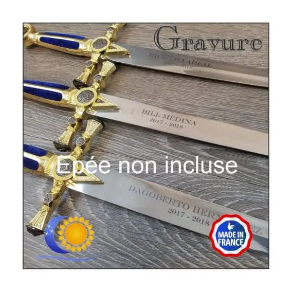 Gravure personnalisée sur épée (20 lettres Maximum)