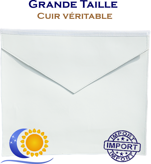 Tablier Maçonnique Apprenti en Peau 36 x 31 cm – REAA, GLNF, GLTSO