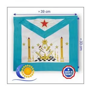 Rite Français Tablier de Maître Maçon en satin Selon Lune et Soleil Diff