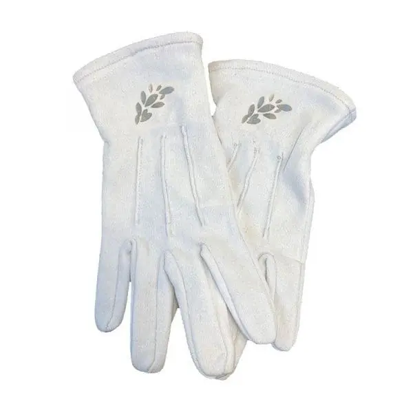 Gants Blancs 3 Griffe en Coton marqué Acacias argent